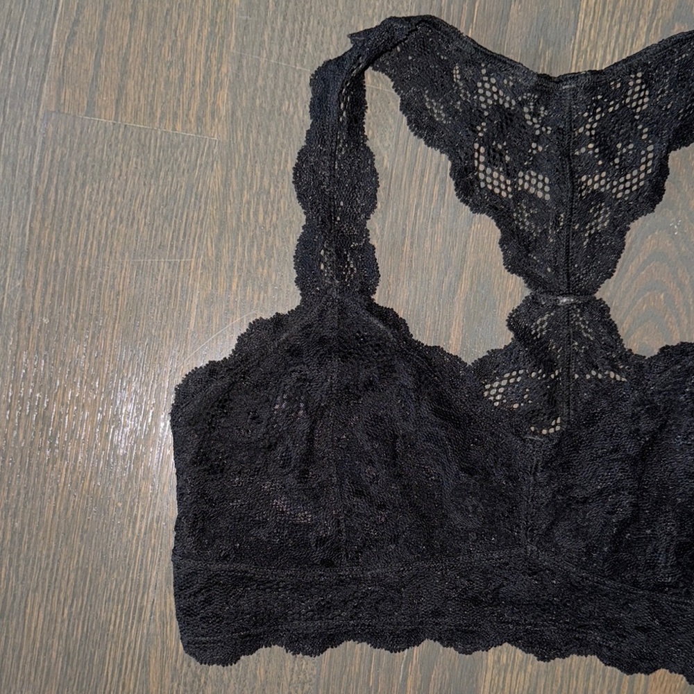 Express One Eleven Black Lace Style Racerback Bralette | M